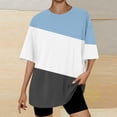 thumbnail image 2 of Dealovy Womens T-Shirts Oversized Short Sleeve Dropped Shoulder Casual Color Block Workout Athletic Tees, 2 of 4