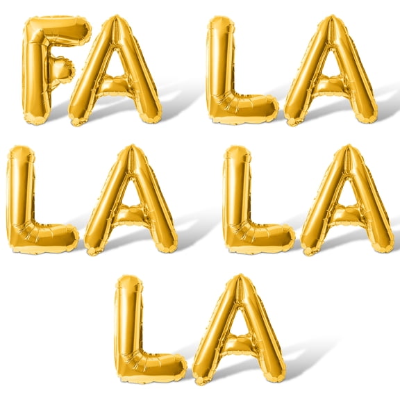 Letter Balloons - FA LA LA LA LA 16" Inch Alphabet Letters Foil Mylar Balloon Christmas Party Banner (Gold)