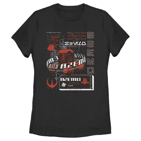 Women's Star Wars: Andor B2EMO Droid Blueprints  Graphic Tee Black 2X Large