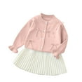 thumbnail image 2 of ATOGUTA 2Pc Sweater Skirt Sets Girl Button Down Cardigan Sweater Winter Coat Set Fall Winter 2 Piece Outfits Size 1T-8, Pink, 2 of 5