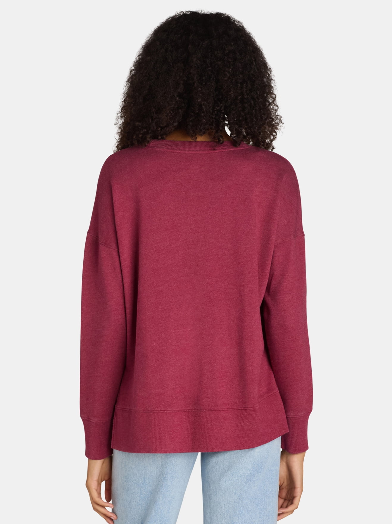 Time and Tru Women's Tunic Sweatshirt with High-Low Hem, Sizes XS -4X