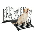 thumbnail image 4 of Zimtown 46.8" Arched Handrail Iron Garden Bridge, Heavy Duty Steel Courtyard Landscape Decor with Bird Pattern, Black, 4 of 11
