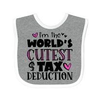 Inktastic I'm the Worlds Cutest Tax Deduction Pink Hearts Boys or Girls Baby Bib