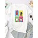 thumbnail image 3 of Women's Cartoon Print Crew Neck T-Shirt, Cotton 100% Knit Fabric, Sports , All Season, Medium Stretch Top, 3 of 7