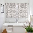 thumbnail image 3 of Farmhouse Flower Kitchen Curtains Short 45 Inch Length, Botanical Vintage Grey Leaf Plant Grommet Top Bedroom Living Room Curtains, Light Filtering Cafe Curtain Drapes 2 Panels Set 84''x45'', 3 of 9