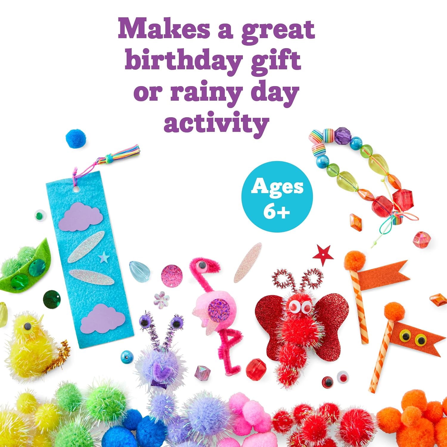 300pcs+ Rainbow Craft Kit - Arts and Crafts Supplies for Kids - Crafts for Kids Ages 4-8 - Birthday Gifts for Kids, Girls & Boys