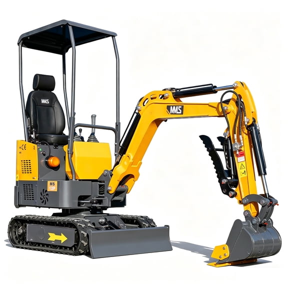MMS 1.2 Ton Pro Mini Excavator, 13.5HP B&S EPA Gas Engine, Swing Boom, Adjustable Seat, Safety Light, MS12P Trencher Digging Machine
