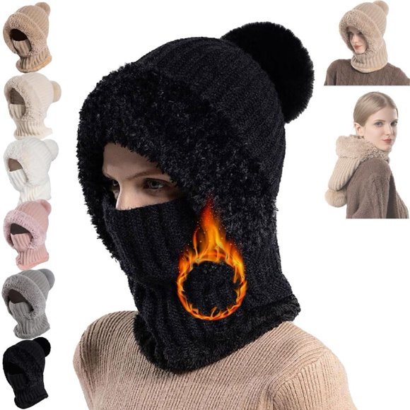 Grishay Cozysnug Hat, 3 in 1 Beanie Hat, Women's Knitted Hat in Autumn and Winter, Outdoors Windproof Scarf Balaclava