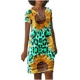 thumbnail image 1 of Birdeem Robes d'Été Décontractées à Manches Courtes Imprimées Col en V pour Femmes, 1 of 6