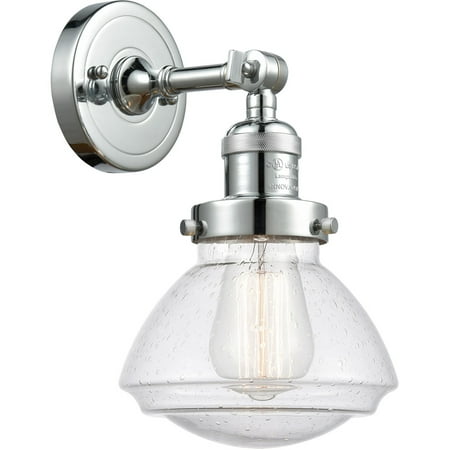 

Polished Chrome Tone Wall Sconces 7 Wide Steel/Cast Brass/Glass Medium Base 1 Light Fixture