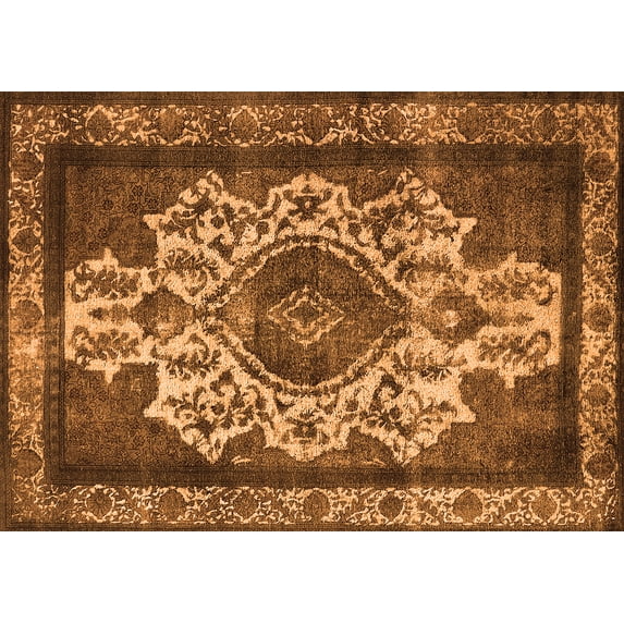 Ahgly Company Indoor Rectangle Oriental Orange Industrial Area Rugs, 2' x 4'