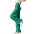 thumbnail image 2 of Oiangi Womens Wide Leg Pants Elastic Waist Ribbed Flowy Palazzo Pants Summer Casual Lightweight Pant Green 2XL, 2 of 5