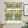 thumbnail image 2 of 3 Pieces Kitchen Curtains & Valances Set,Welcome Lemon Buffalo Plaid,Short Curtain Rod Pocket Window Curtain,Black White Summer Fruit,Window Treatment Tiers Decor (1 Panel 54"x18",2 Tiers 27.5"x36"), 2 of 6