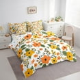 thumbnail image 3 of Manfei Retro Rustic Flower 7-Piece Bedding Comforter Set,Natural Plant King Bedding Sets,Orange Floral Green Leaves Bed Sheets For Girls Kids,Super Cozy Room Decor Reversible, 3 of 8
