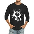 thumbnail image 2 of Camisetas de Manga Larga para Hombres, Día de San Valentín Impreso 3/4 Manga Camiseta de Fitness, Mezcla de Algodón Casual, 2 of 9
