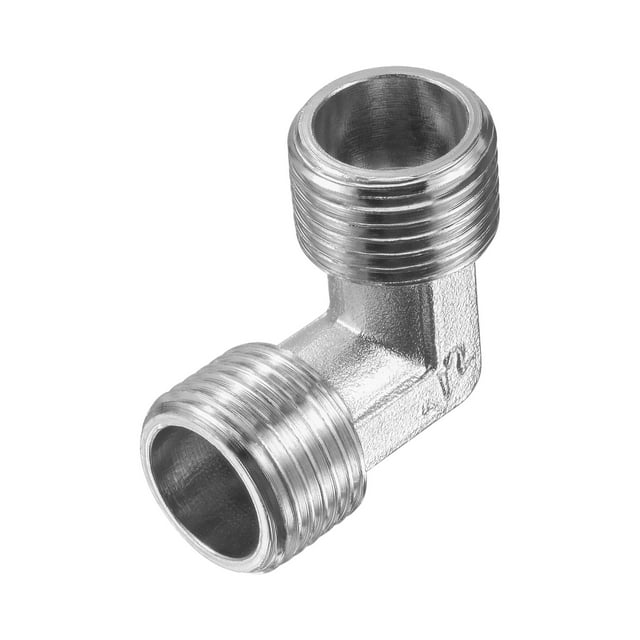 Unique Bargains Pipe Fitting Elbow G1/2 Male Thread 2 Way L Shape Hose Connector Adapter Nickel-Plated Copper