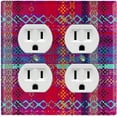 thumbnail image 1 of Metal Light Switch Plate Cover Ethnic Aztec Tribal Plaid Pattern Red SFR056, 1 of 13