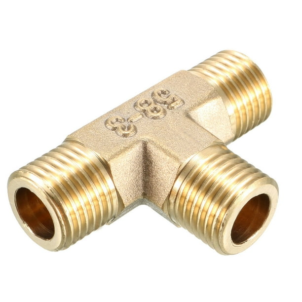 Brass Tee Pipe Fitting 1/4PT Male Thread T Shaped Connector Coupler