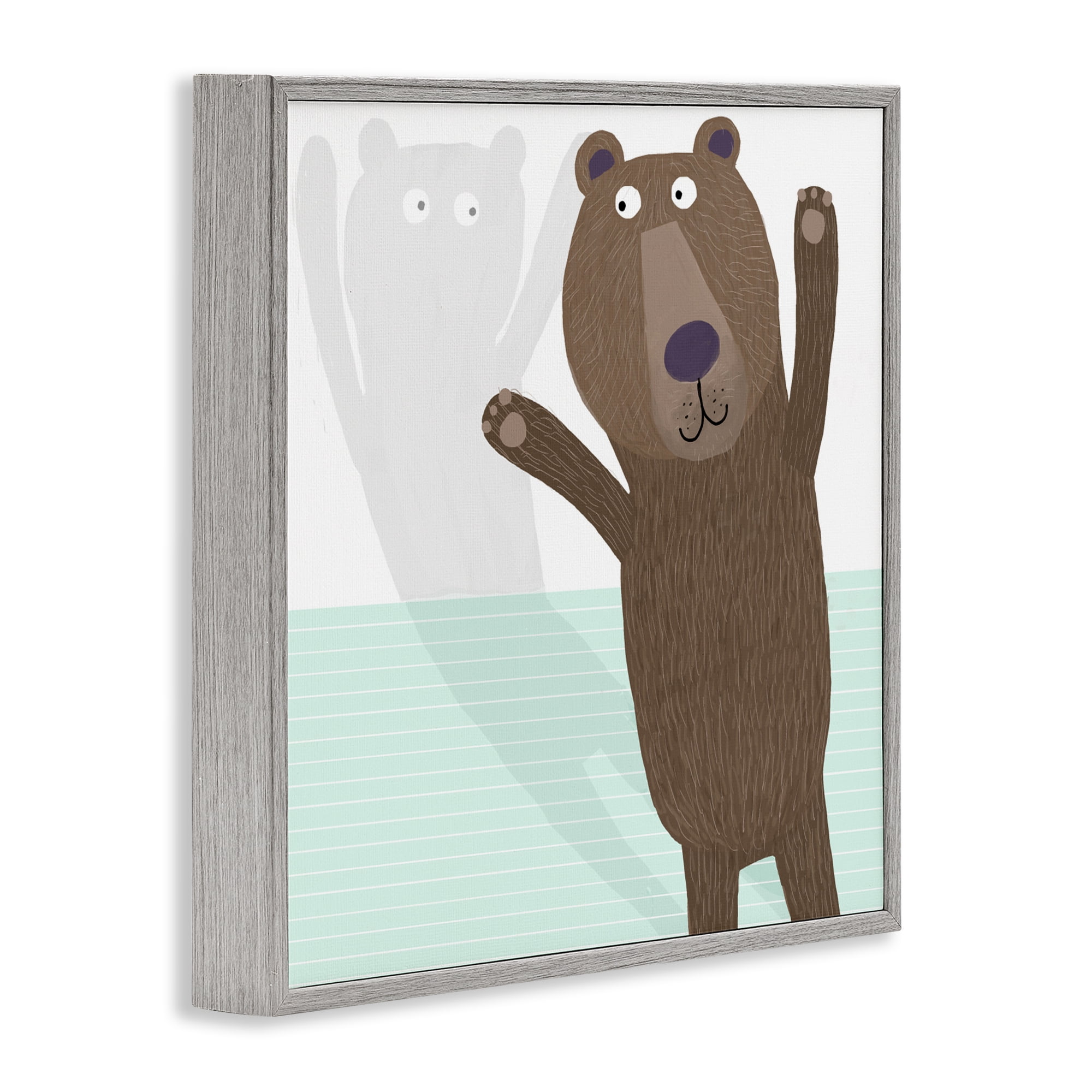 Stupell Industries Whimsical Bear Shadow Gray Framed Giclee Art, design by Carla Daly