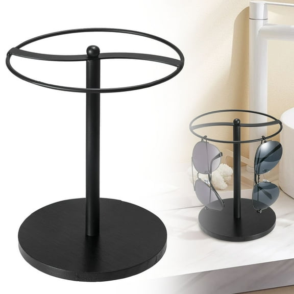 Sunglasses Organizer, Glasses Holder/Stand, Sunglass Storage Display Eyeglasses Rack for up to 12 Pairs of Eyewear Glasses for Table Dresser Desk Countertop Bedroom, Black, 5.51x8.46"