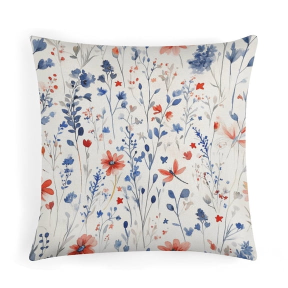 Cushion Covers Patriotic America USA Flowers Throw Pillow Covers 16"x16" Home Sofa Decor Pillowcase Independence Day Patriotic Spring Pillows
