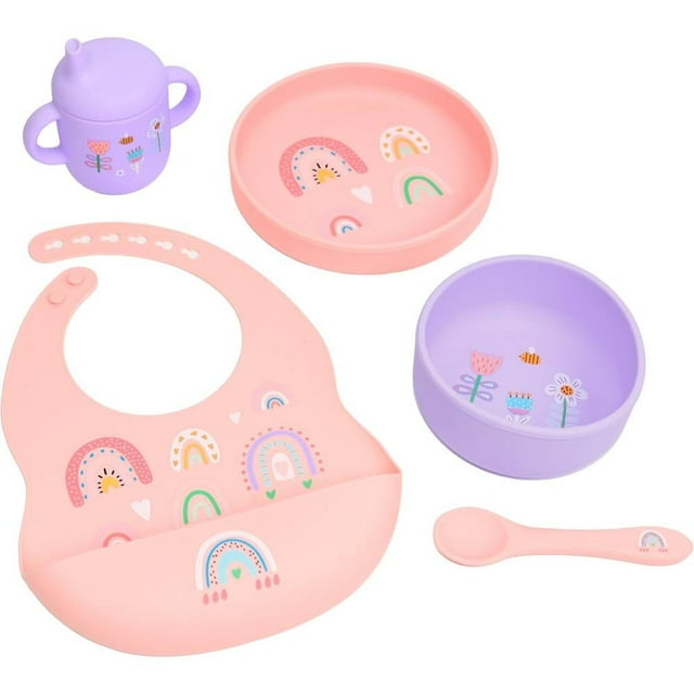 Set de Alimentación Antsy Pantsy Antsy Pantsy De silicon 5 piezas rosa y morado