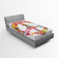 thumbnail image 1 of Ambesonne Colorful Fitted Sheet, Peace Love Joy Flowers, Twin XL Size, Multicolor, 1 of 2