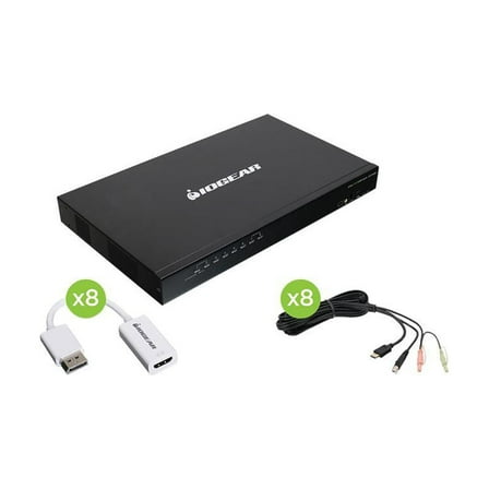 IOGEAR 8-Port USB PS/2 Combo HD DisplayPort KVM Kit - Metal