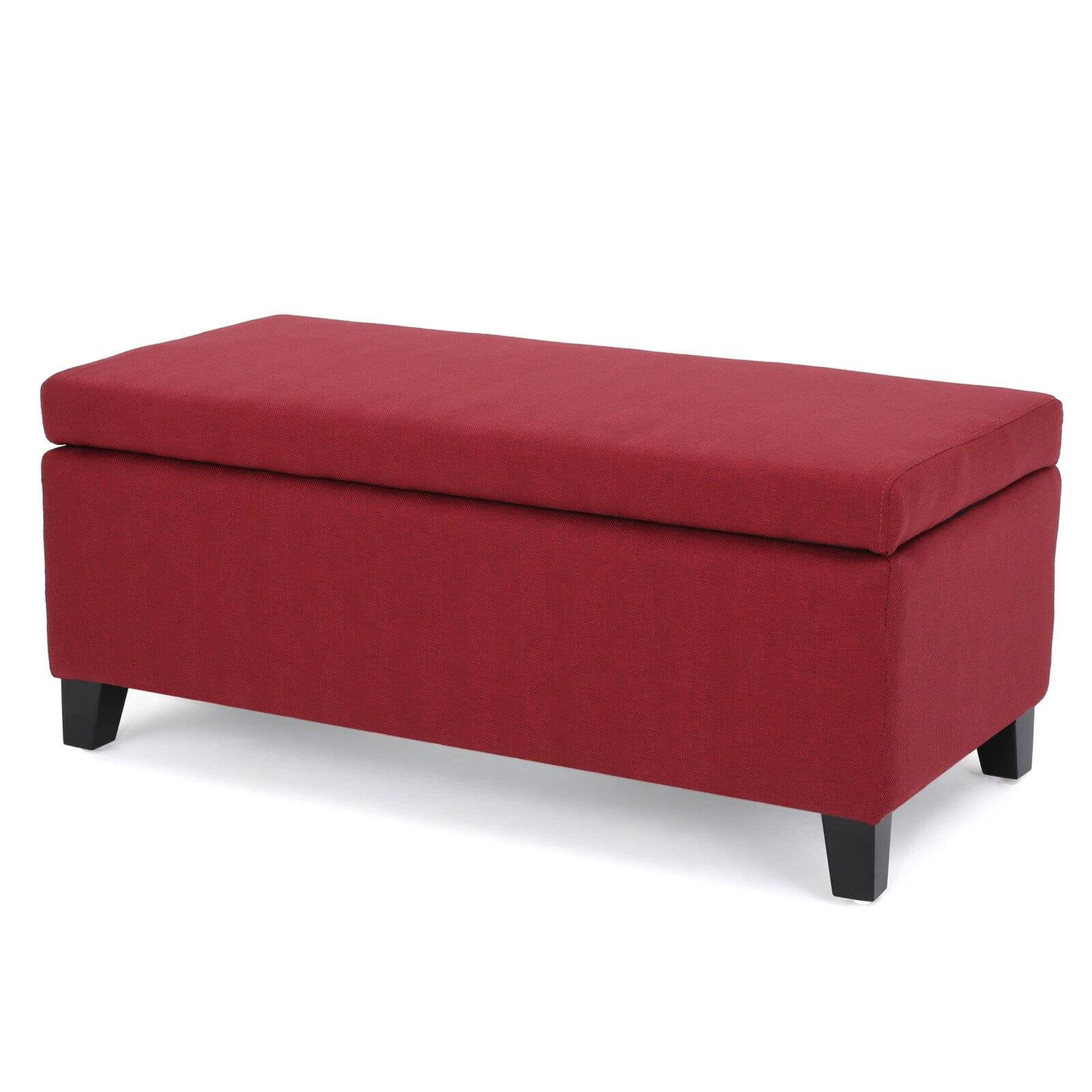 Brahma Deep Red Fabric Storage Ottoman