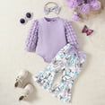 thumbnail image 2 of Mercatoo 1st Birthday Outfit Boy Girls Fall Long Sleeve Hoodie Ribbed Bubble Sleeve Bodysuit Butterfly Newborn Baby Girl Outfits, 2 of 9