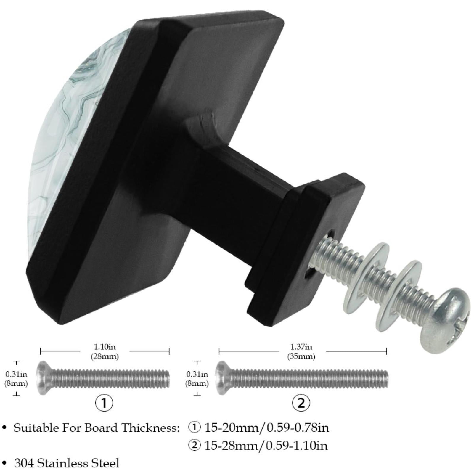 HemaKayy 3 Pack 1.45" Decorative Cabinet Knobs - Stylish ABS Glass Black Handles for Kitchen, Bedroom, & Home Furniture Decor - Durable & Elegant - Unique Marble Design