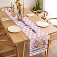 thumbnail image 3 of Table Runner 48 Inches Long for Kitchen Dining, Happy Easter Dresser Scarf Farmhouse, Dining Table Decorations for Wedding/Parties, Spring Gnomes Rabbits Eggs Love Flowers Pink 13 x 48 In, 3 of 8