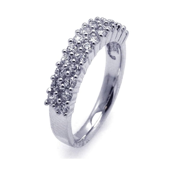 Sterling Silver 925 Rhodium Plated Pave Set Clear CZ Ring Band White Jewelry Female Size 5