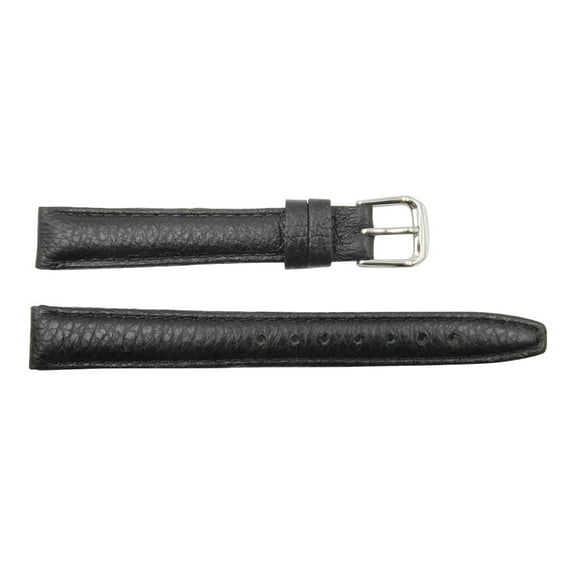 Ladies 12mm Black Genuine Textured Leather Replacement Watch Band