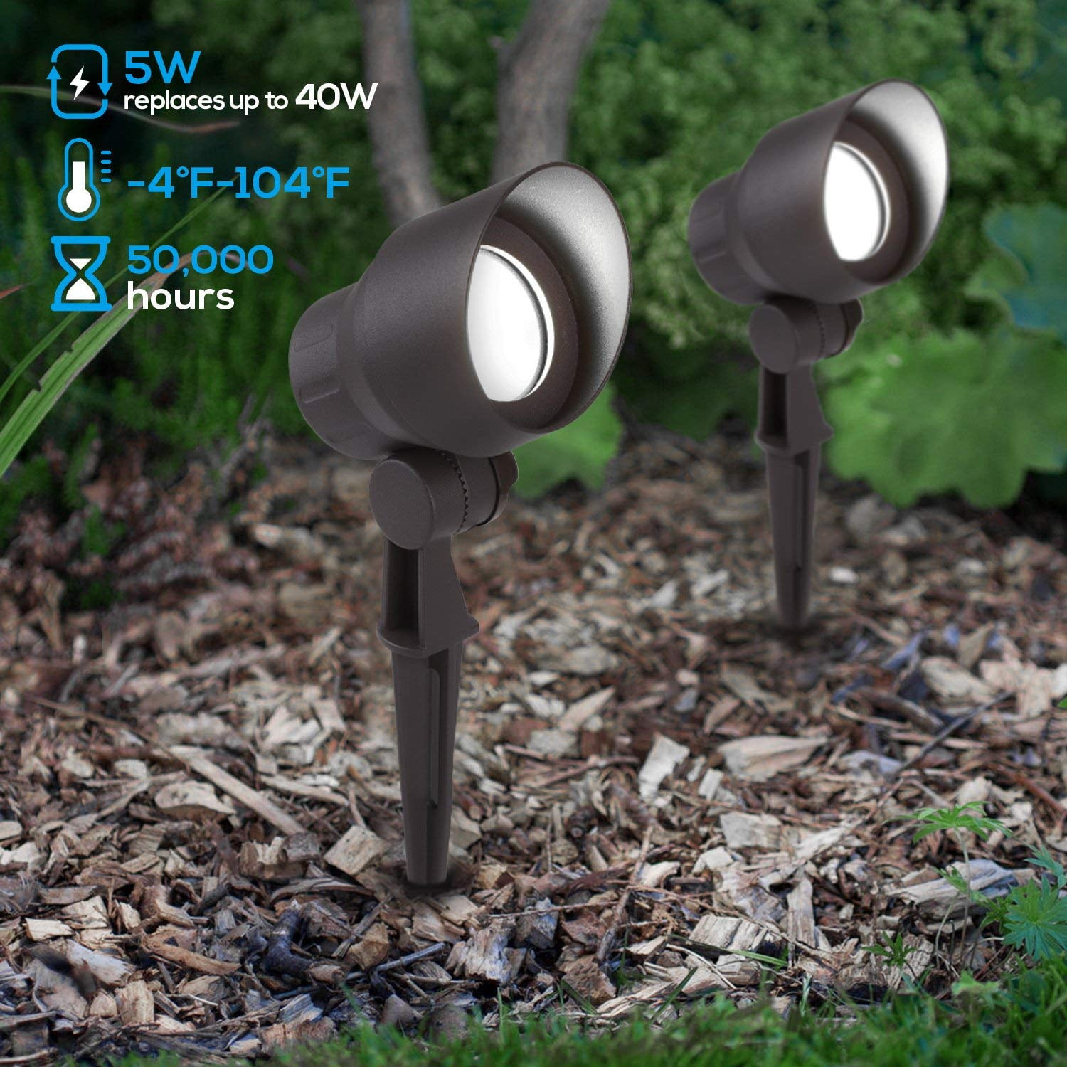 LEONLITE 4 Pack LED Outdoor Lawn Spotlight Light, 5W (60W ... LEONLITE 4 Pack LED Outdoor Lawn Spotlight Light, 5W (60W ...