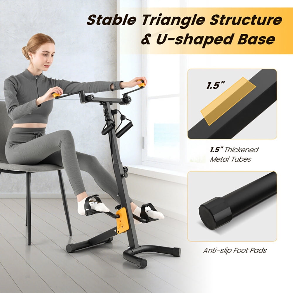 Demifill Folding Pedal Exercise Bike with Adjustable Resistance, Mltifunctional Pedal Exercise with 4 Exercise Modes, Workout & Strength Training for Home Gym, Yellow