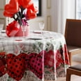 thumbnail image 3 of Valentines Day Romantic Plaid Love Hearts Eucalyptus Leaves Tablecloth Cloth Round Washable Table Covers for Indoor Outdoor Dining Table Home Party Decorations 60x60 Inch, 3 of 6