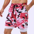 thumbnail image 3 of Mens Swim Trunks with Compresssion Liner Elastic Waist Camouflage Print Board Shorts with Pockets Swim Shorts Beachwear, 3 of 6