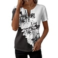 thumbnail image 2 of Uootdi Womens Tops Quarter Zip V Neck Slim Fit Short Sleeve Stretchy Lightweight Blouses Basic Tees Evening Chic Outfit Gift, 2 of 6