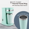 thumbnail image 3 of Elite Gourmet EHC117M Cafetera compacta personal de una sola porción incluye 14 oz. Taza Térmica de Viaje con Interior de Acero Inoxidable, Compatible con Posos de Café, Filtro Reutilizable, Menta, 3 of 5
