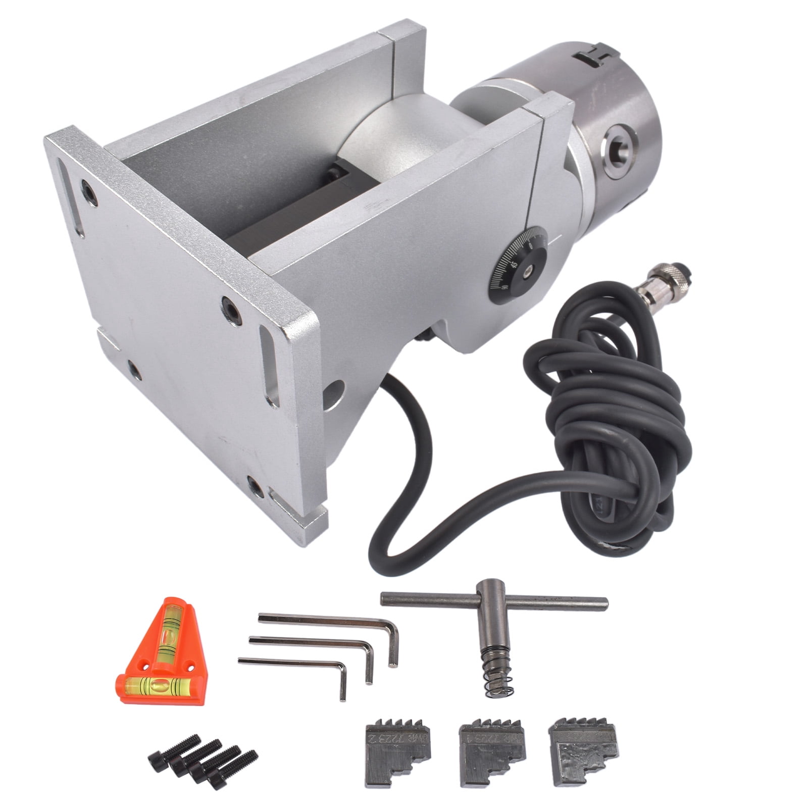 NEWZQ D80 80mm 3-Jaw Rotary Axis with 2-Phase Stepper Motor for Fiber Laser Engraver Marker 1Pc
