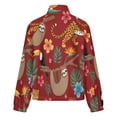 thumbnail image 6 of Jackets for Women Winter Coat Jackets Flannel Stand Collar Jacket(Jungle Animals Floral Print,Size:S-4XL), 6 of 7