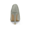 thumbnail image 3 of BLISSFUL STEP Women's Dress Shoes Glitter Pointed Toe Stiletto Heels Slip On Dress Pumps Grey 8.5, 3 of 8