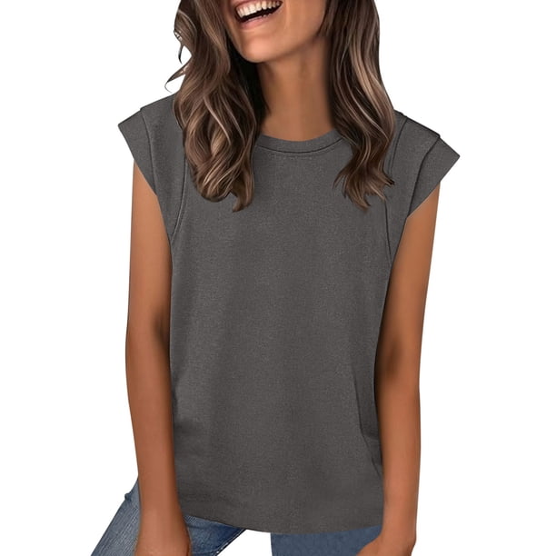 Camisetas de Mujer Suelto Ajuste 1/2 Manga Cuello Casual Lindo Impreso Superior Suave Estiramiento Blusa de Poliéster para Verano Diario
