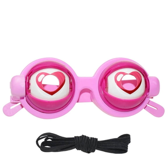 Kinetic Crazy Eyes Glasses,Blinking Glasses,Crazy Glasses Funny Cheering Props Glasses Pull Line Will Weird Glasses Toys,Novelty Shaking Eye Glasses,Funny Glasses,Gifts For Kids Party(Pink)