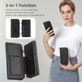 thumbnail image 2 of Decase for Google Pixel 7 Pro 6.7" Case, Multi-Function Zipper Leather Magnetic Pocket Wallet Case with Card Slot Holder, Detachable Flip Protective Cover with Crossbody Shoulder Strap, Black, 2 of 8
