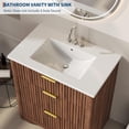 thumbnail image 3 of 30-Inch Fluted Bathroom Vanity with Ceramic Sink Freestanding Farmhouse Bathroom Cabinet with 2 Drawers Flip-Down Storage and Easy-Clean Design Walnut, 3 of 7
