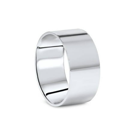 10mm Flat High Polished Wedding Band 10K White Gold
