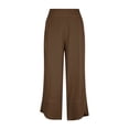 thumbnail image 4 of Cutuoiiu Women's Wide Leg Pants Cotton Linen Blend Elastic Waist Contrast Stitching Casual Trousers with Pockets Gifts, 4 of 8