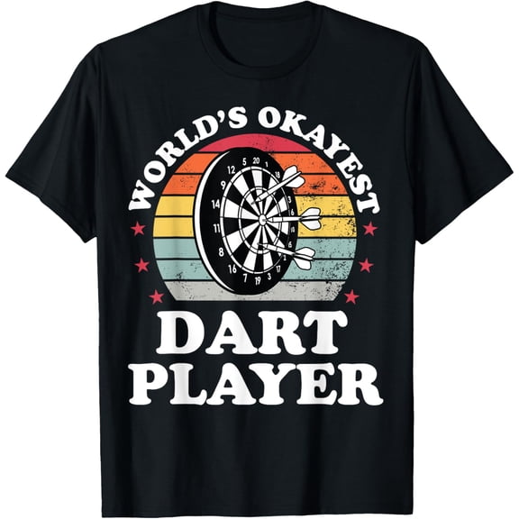 Worlds Okayest Dart Player Funny Dart Throwing Darts Mens T-Shirt